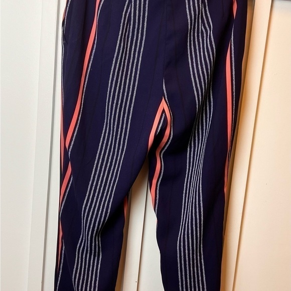 Express Dress Pants Womens Size 10 Ankle High Rise Striped Blue Pink Coral Work - Picture 4 of 9